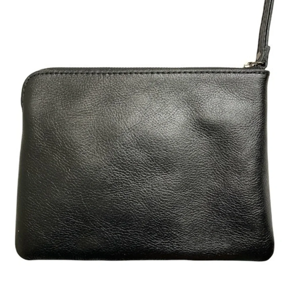 Patricia nash black embossed leather wristlet bag
